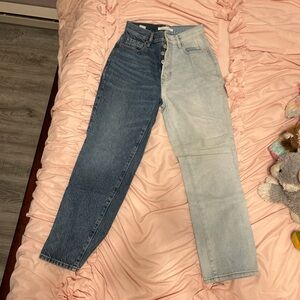 PacSun High Rise Two-Tone Jeans - Dark Blue and Light Blue